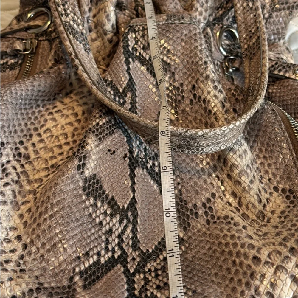 Cole Haan Snakeskin Hobo Bag Brown & Black EUC Magnetic Closure Tons of Pockets